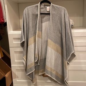neutral gray and beige cardigan shawl